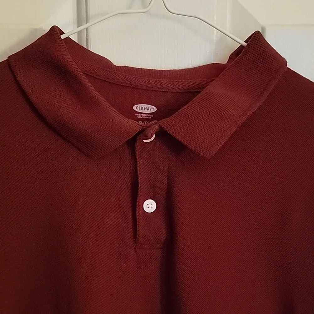 Old Navy, boys long sleeved polo shirt, XL(14-16), burgundy.
